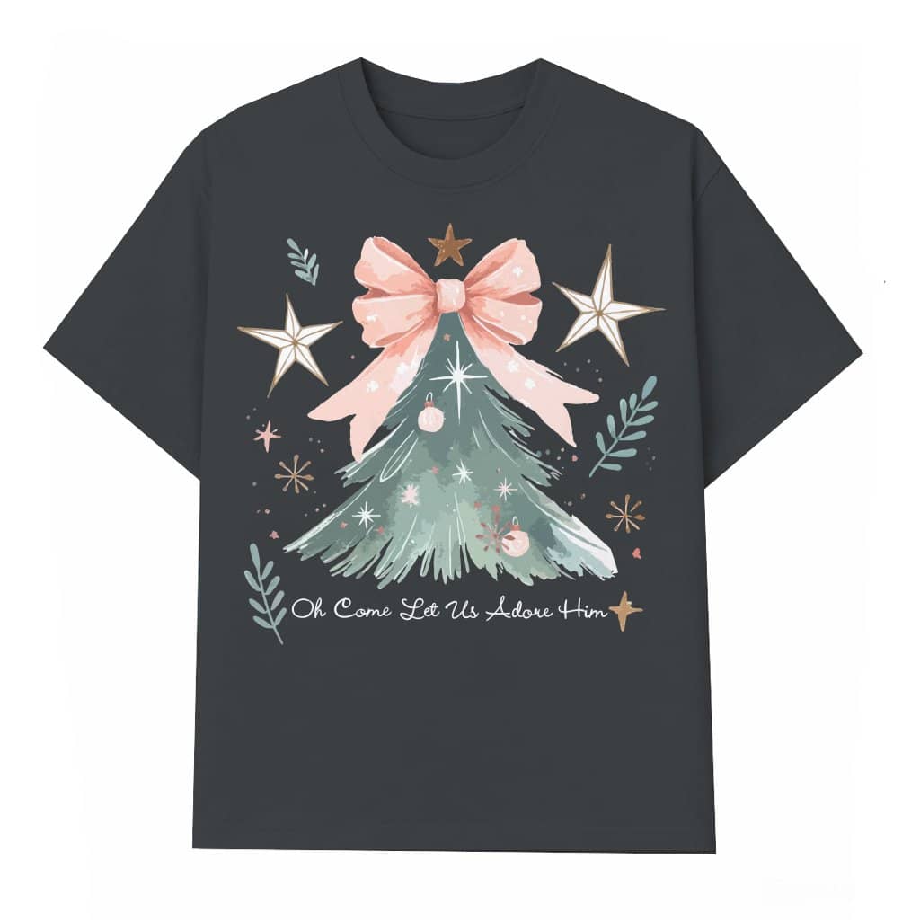 Coquette Bow Christmas Tree T-shirt – Christmas Gift Cute Coquette