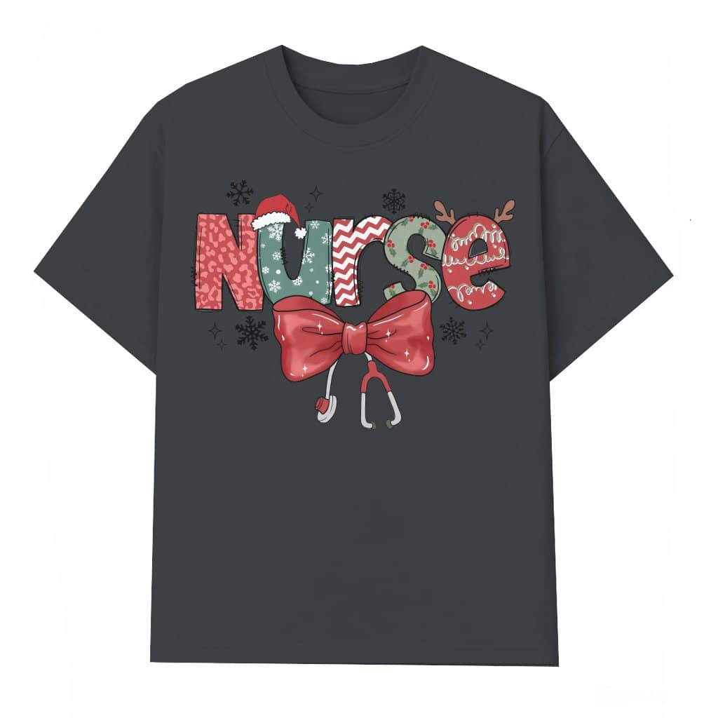 Stethoscope Nurse Life T-shirt – Christmas Gift for School Nurse Festive