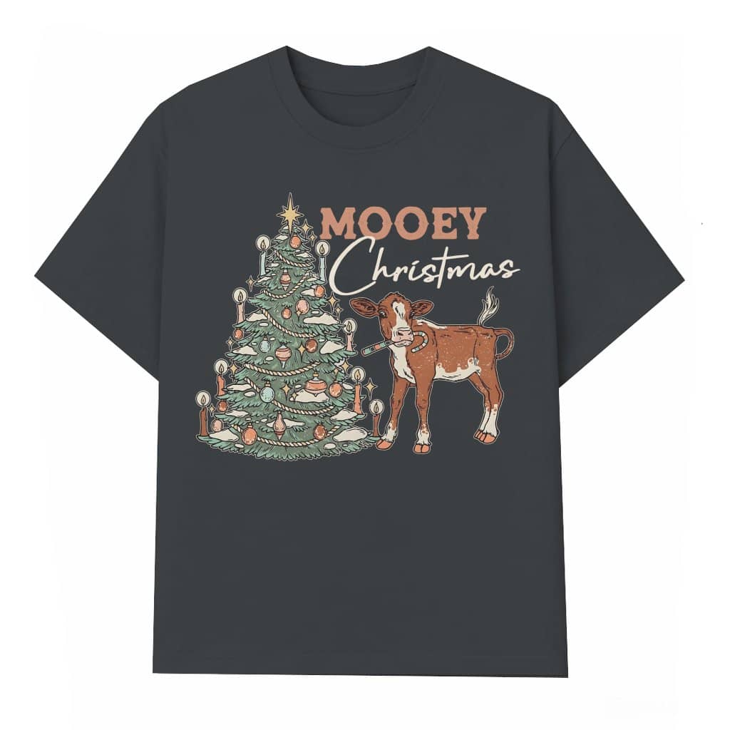 Mooey Christmas Cow T-shirt – Christmas Gift for Family Funny Western
