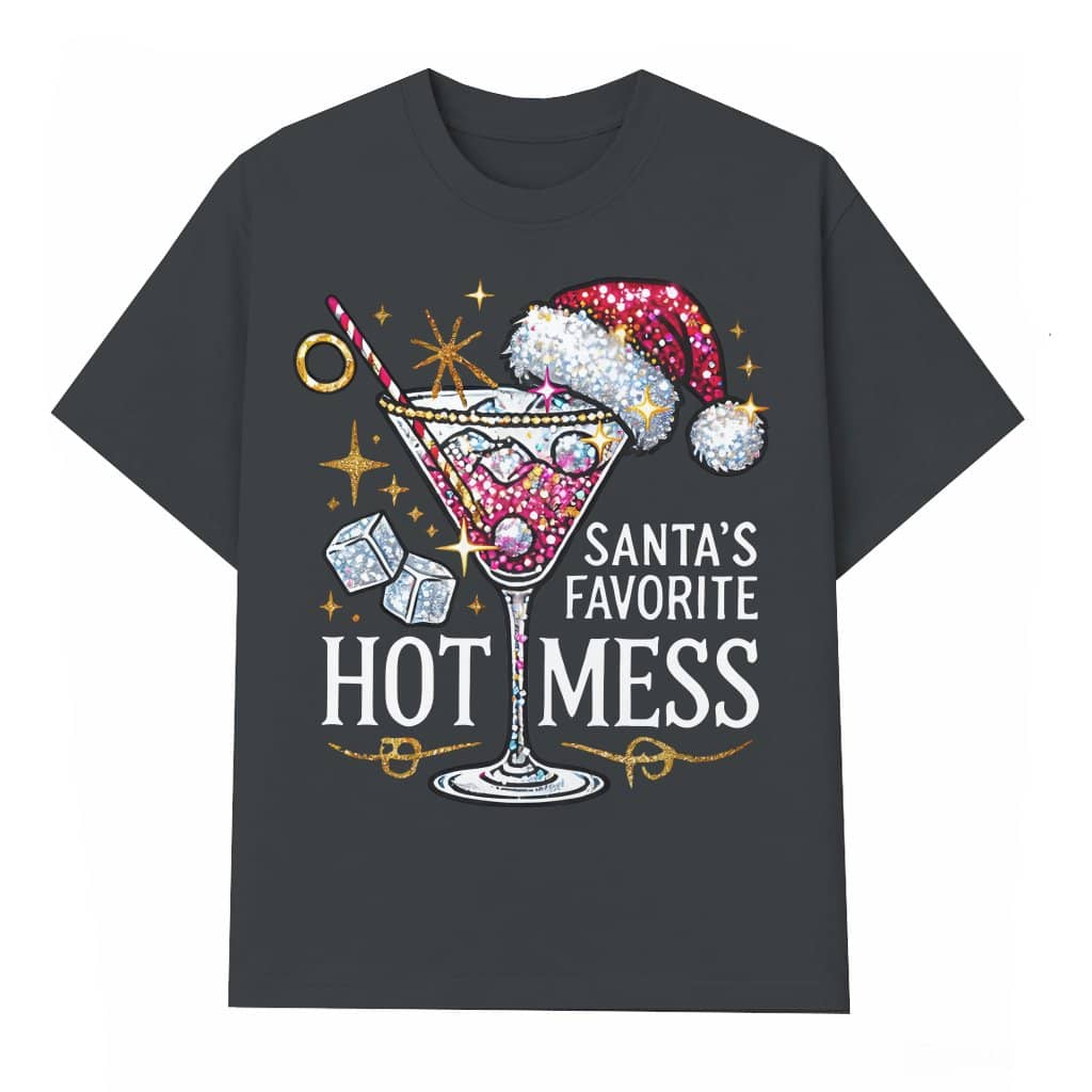Funny Christmas Martini T-shirt – Christmas Gift for Men Women Vintage Santa Hot Mess