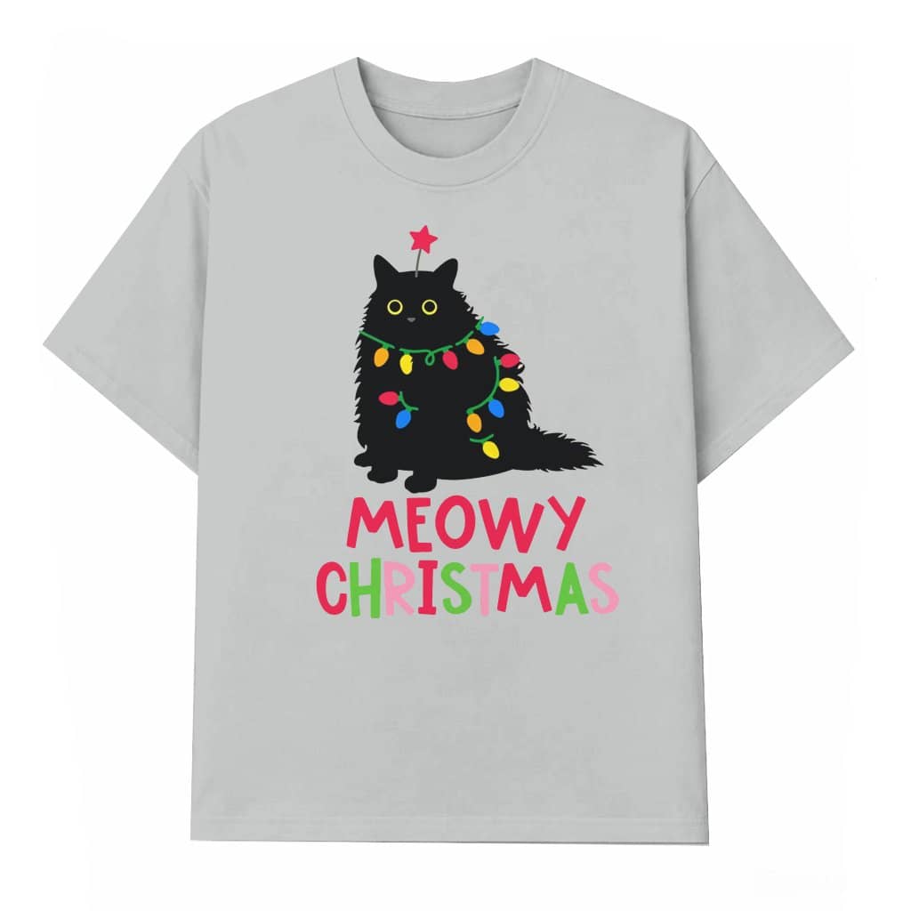 Meowy Christmas Cat T-shirt – Funny Christmas Gift for Cat Lover