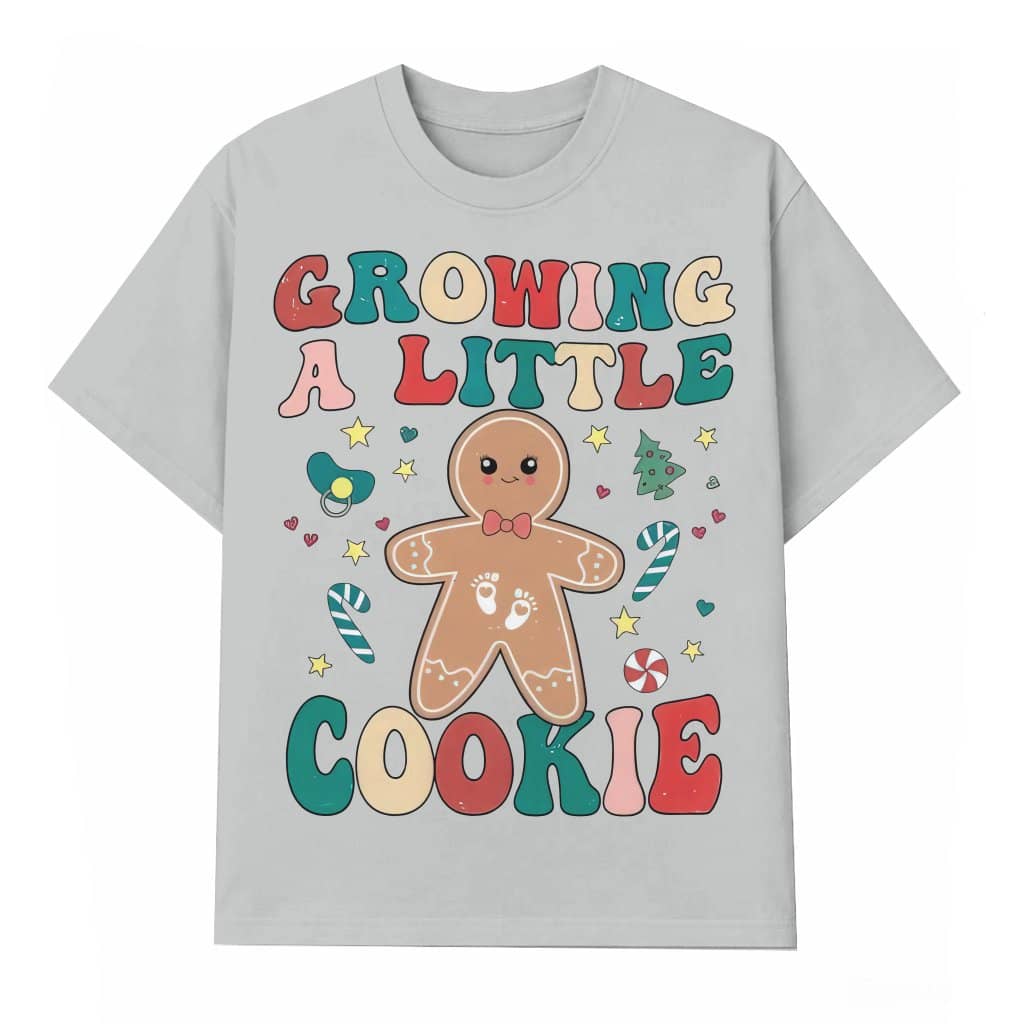 Growing a Little Cookie T-shirt – Christmas Pregnancy Announcement Gift for Mom-to-be Funny