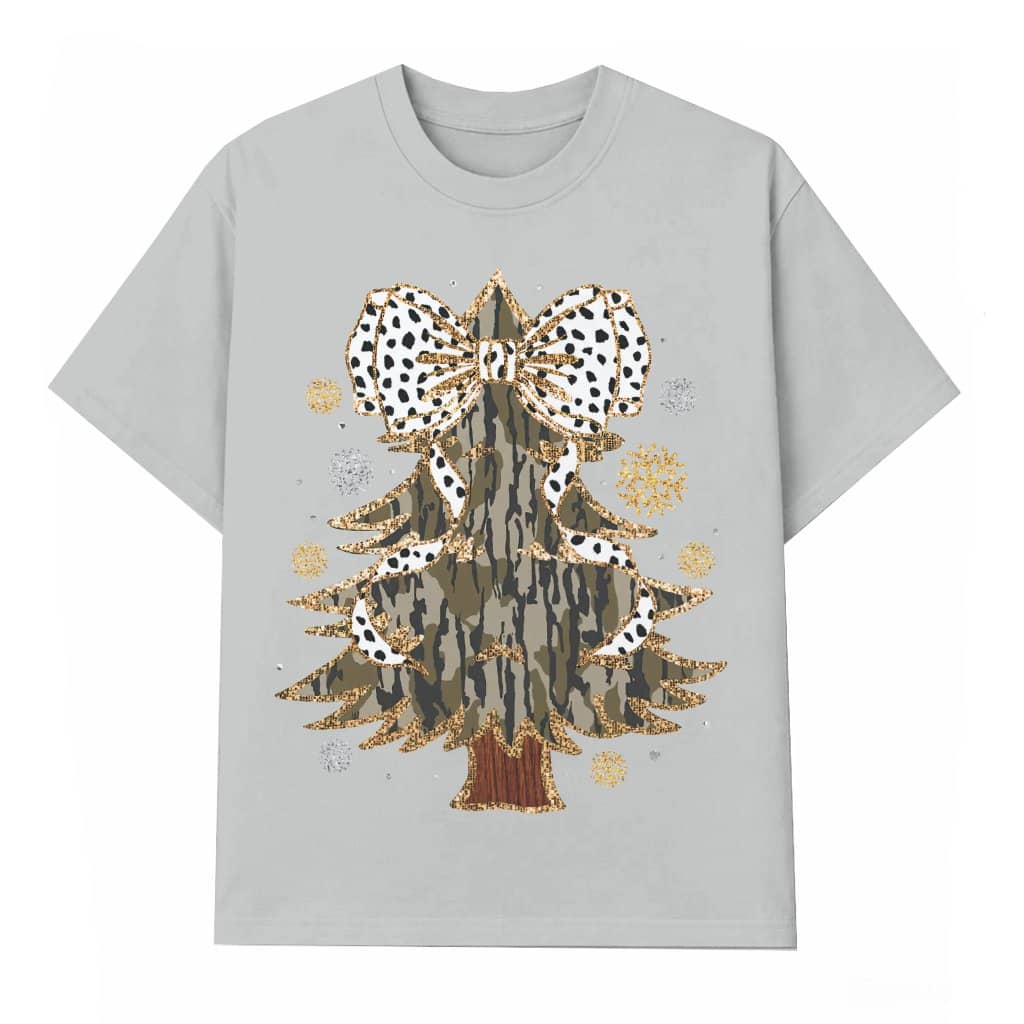 Camo Coquette Christmas Tree T-shirt – Christmas Gift for Hunter Mama