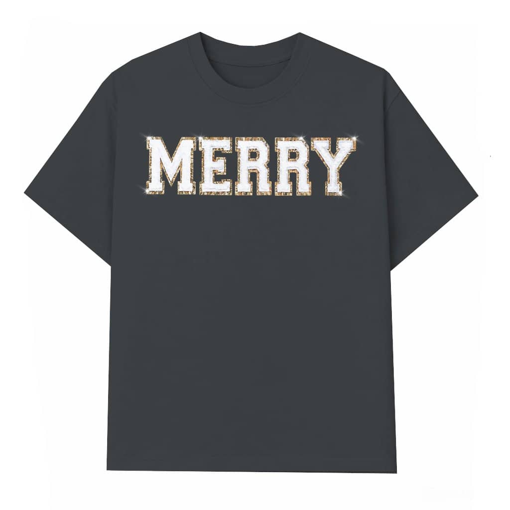 Cute Chenille Patch T-shirt – Christmas Gift