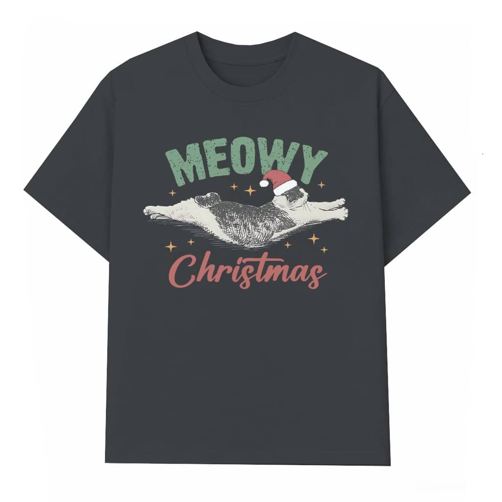 Meowy Christmas Cat T-shirt – Christmas Gift for Cat Lovers Funny