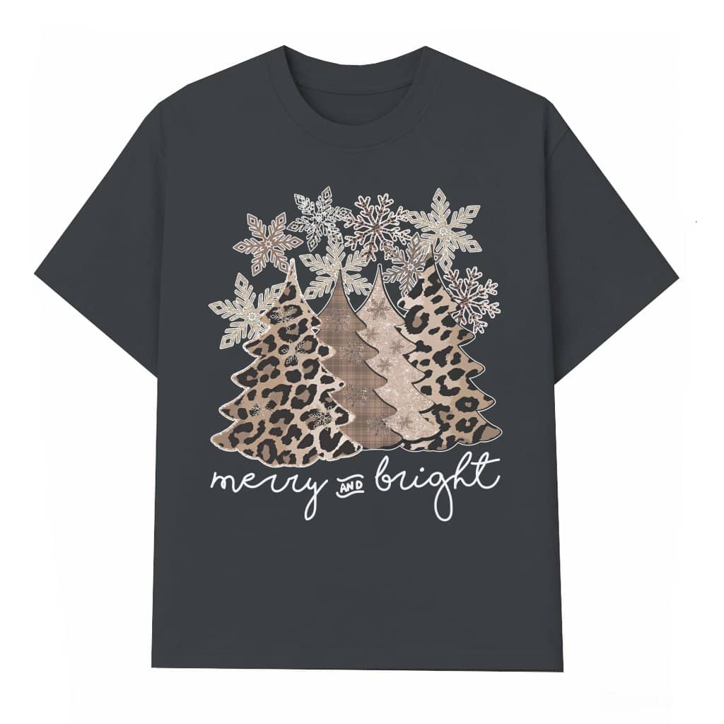 Cute Christmas Tree Letter Snowflakes T-shirt – Christmas Gift for Women