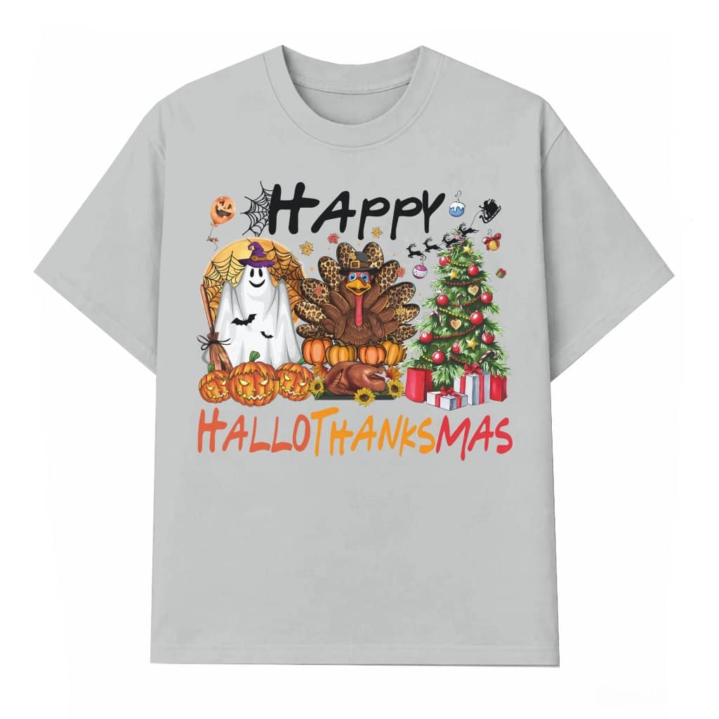 Happy Hallothanksmas T-shirt – Holiday Gift for Women Funny Fall