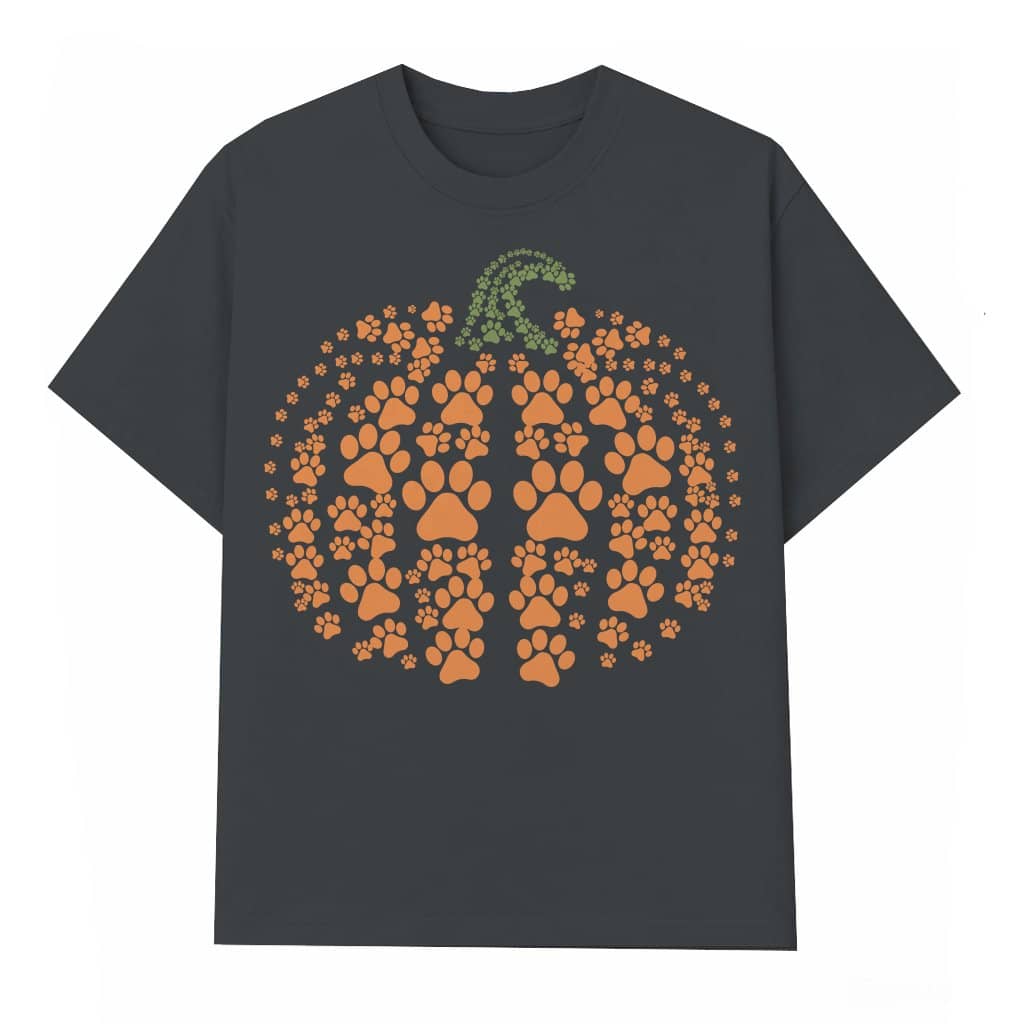 Retro Pumpkin Paw T-shirt – Halloween Thanksgiving Gift for Dog Lover