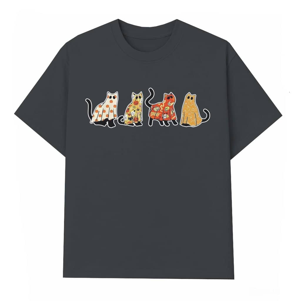 Cute Halloween Ghost Cat T-shirt – Halloween Gift for Cat Lovers Spooky