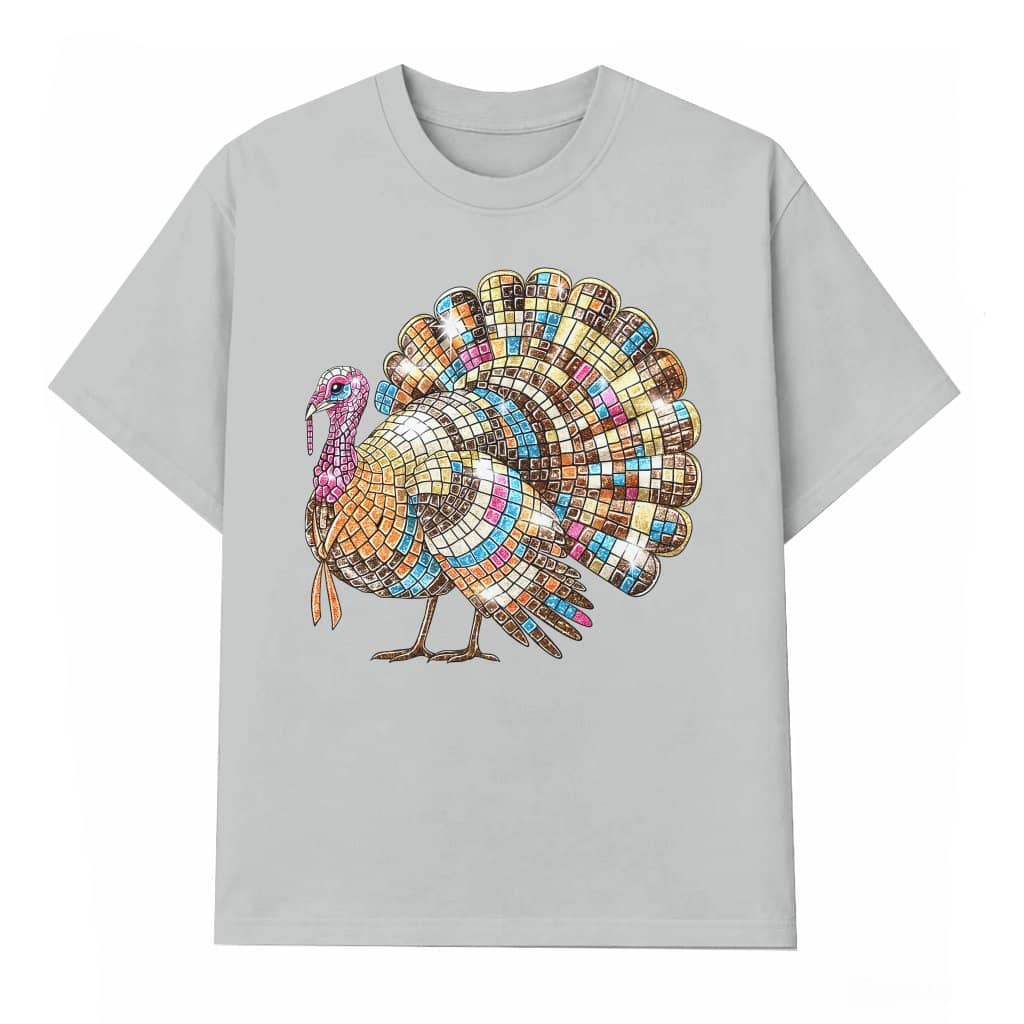 Turkey Disco Ball Glitter T-shirt – Thanksgiving Gift Trendy Colorful