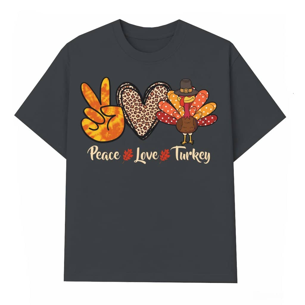Peace Love Turkey Little Pilgrim T-shirt – Thanksgiving Gift for Kids