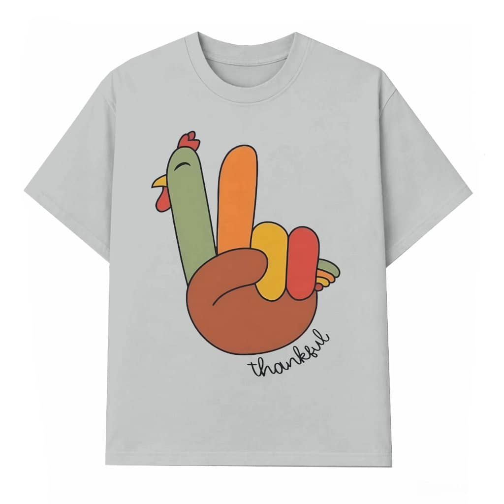Thankful Peace Sign T-shirt – Thanksgiving Fall Funny Gift