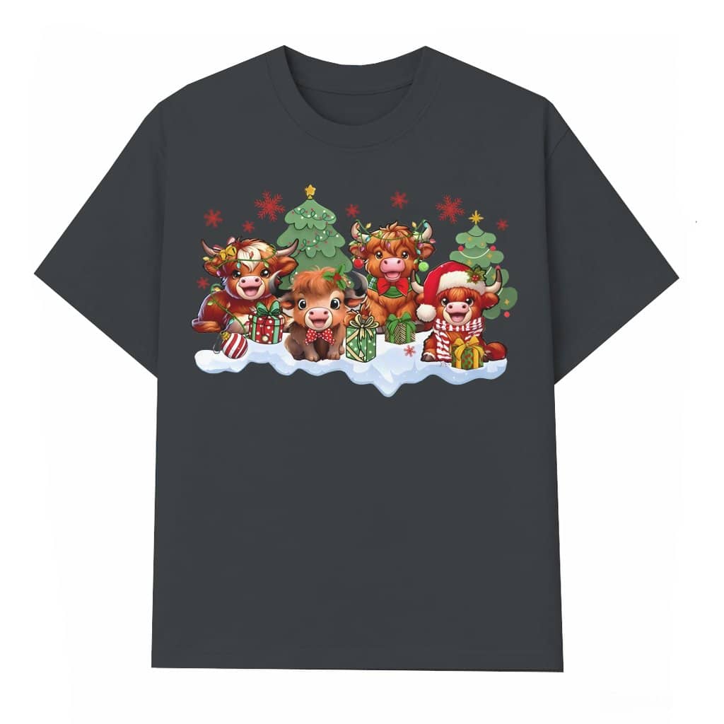 Highland Cow T-shirt Christmas – Gift for Animal Lover Western Cute