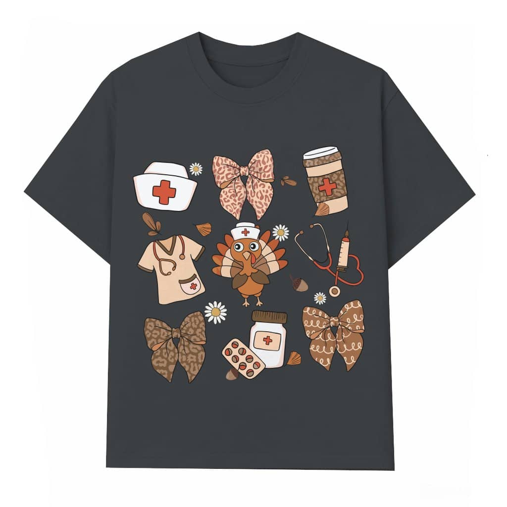 Cute Turkey T-shirt – Thanksgiving Gift for Nurse Medical Healthcare Hero