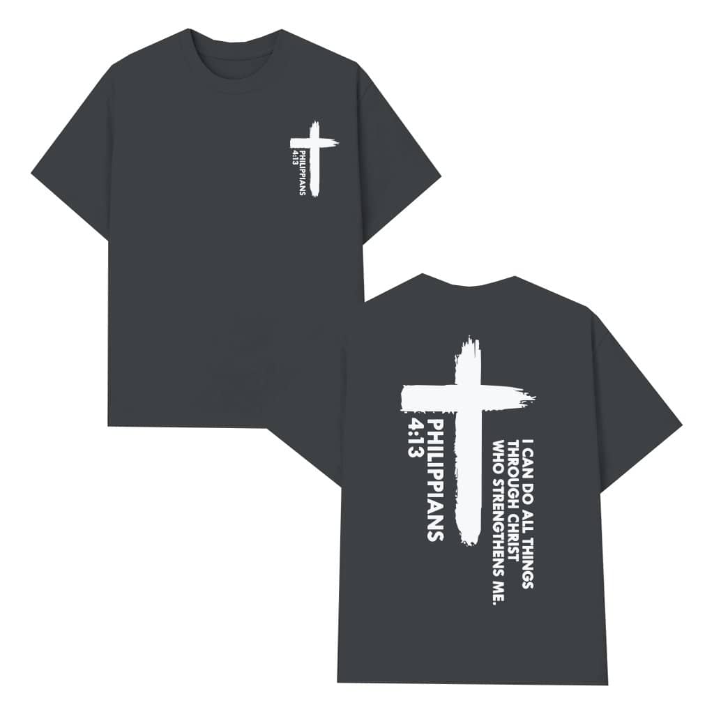 Philippians 4:13 Cross T-shirt – Christian Inspirational Bible Verse Gift for Men