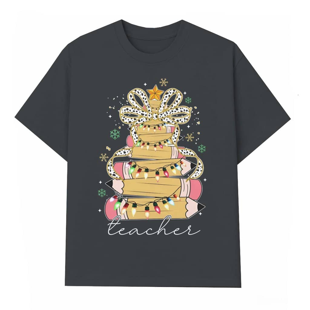 Pencil Art Christmas Tree T-shirt – Christmas Gift for Teacher