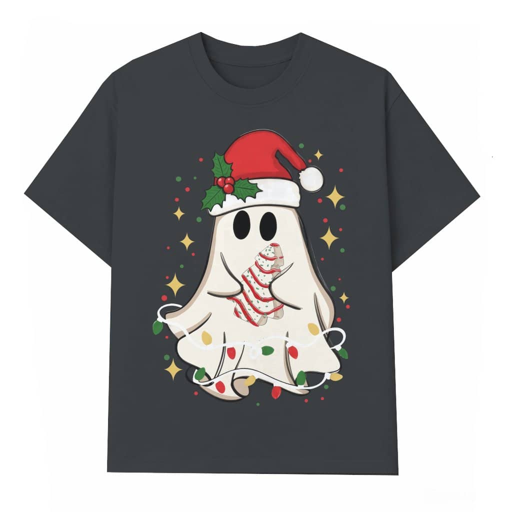 Funny Christmas Ghost T-shirt – Cute Boo Xmas Lights Gift