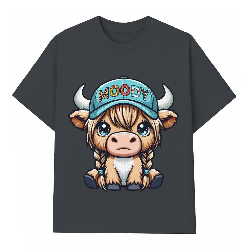 Moody Highland Cow T-shirt – Animal Lover Gift for Men Women Cute