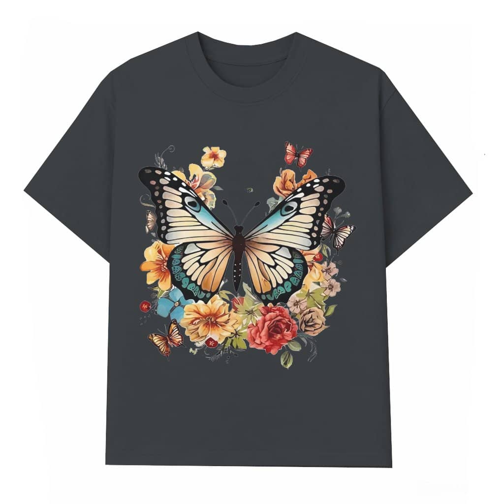 Butterfly Floral Graphic T-shirt – Summer Gift for Women Oversized Casual