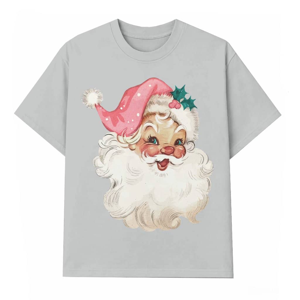 Santa Print T-shirt – Christmas Gift for Unisex Drop Shoulder Winter