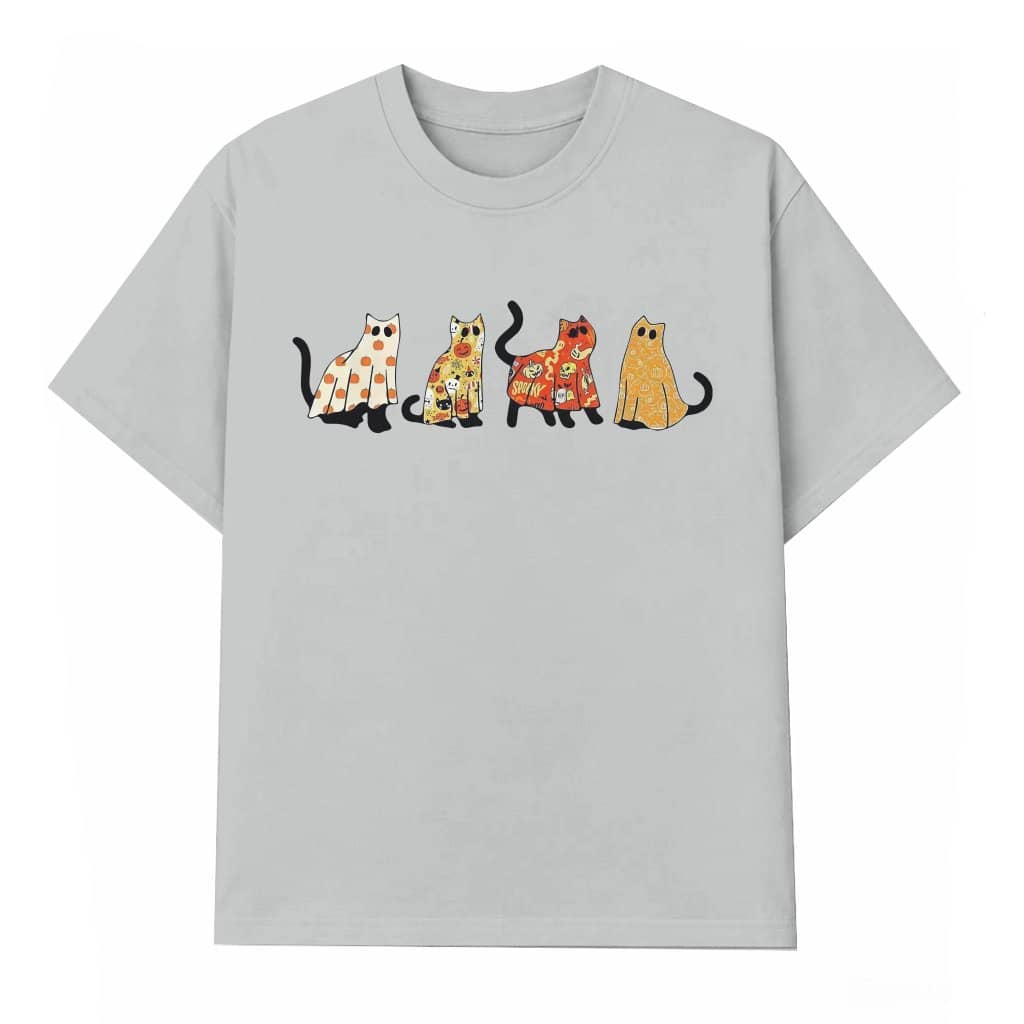 Halloween Ghost Cat T-shirt – Fall Gift