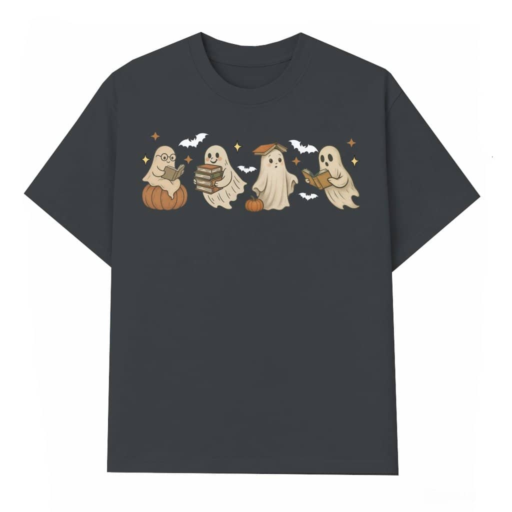 Funny Ghost Reading Books T-shirt – Halloween Gift for Book Lover
