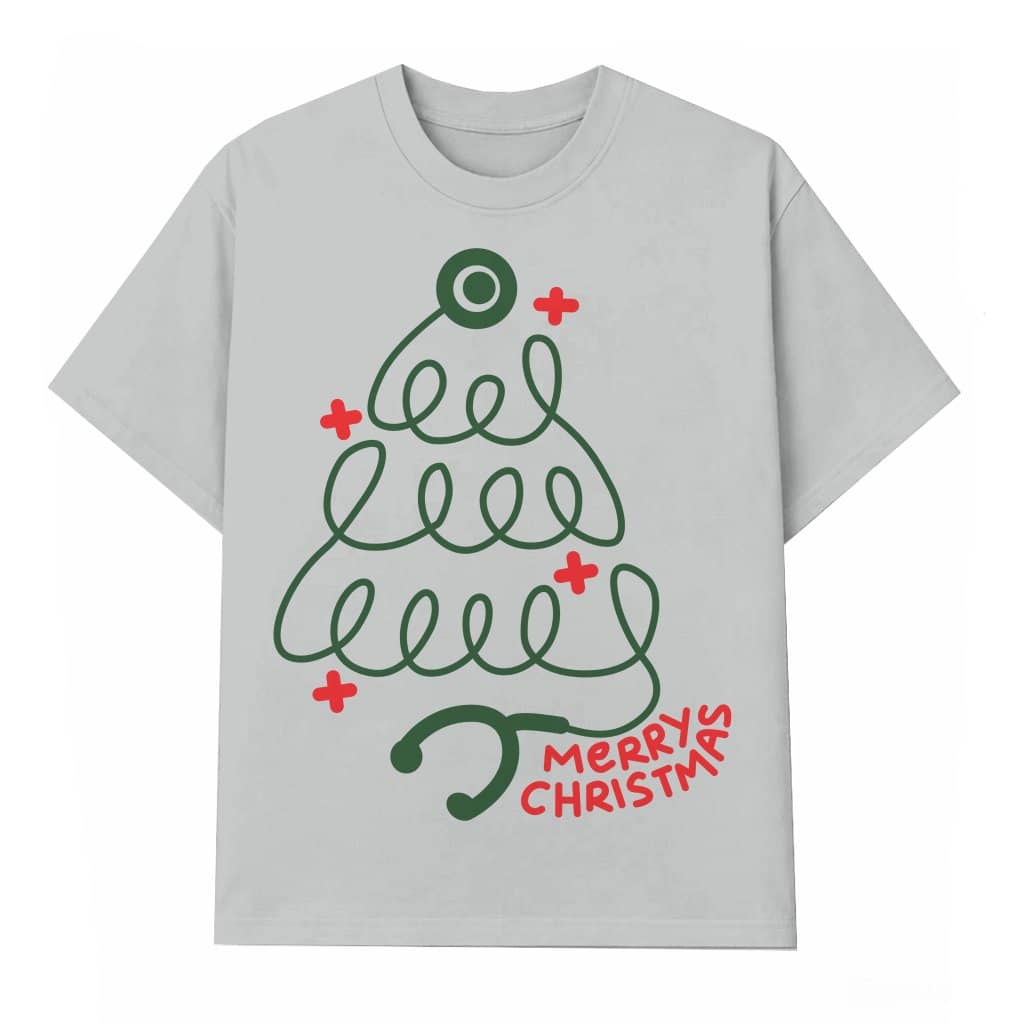 Merry Stethoscope Nurse T-shirt – Christmas Gift for Medical Worker