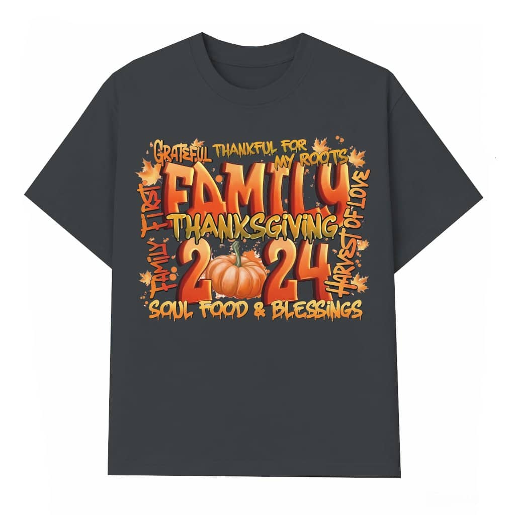 Thankful Grateful Pumpkin T-shirt – Thanksgiving Family Gift