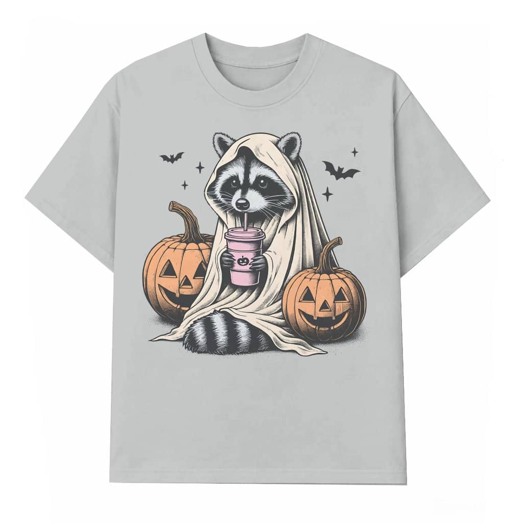 Cute Raccoon Ghost T-shirt – Halloween Gift for Halloween Lovers Vintage Spooky
