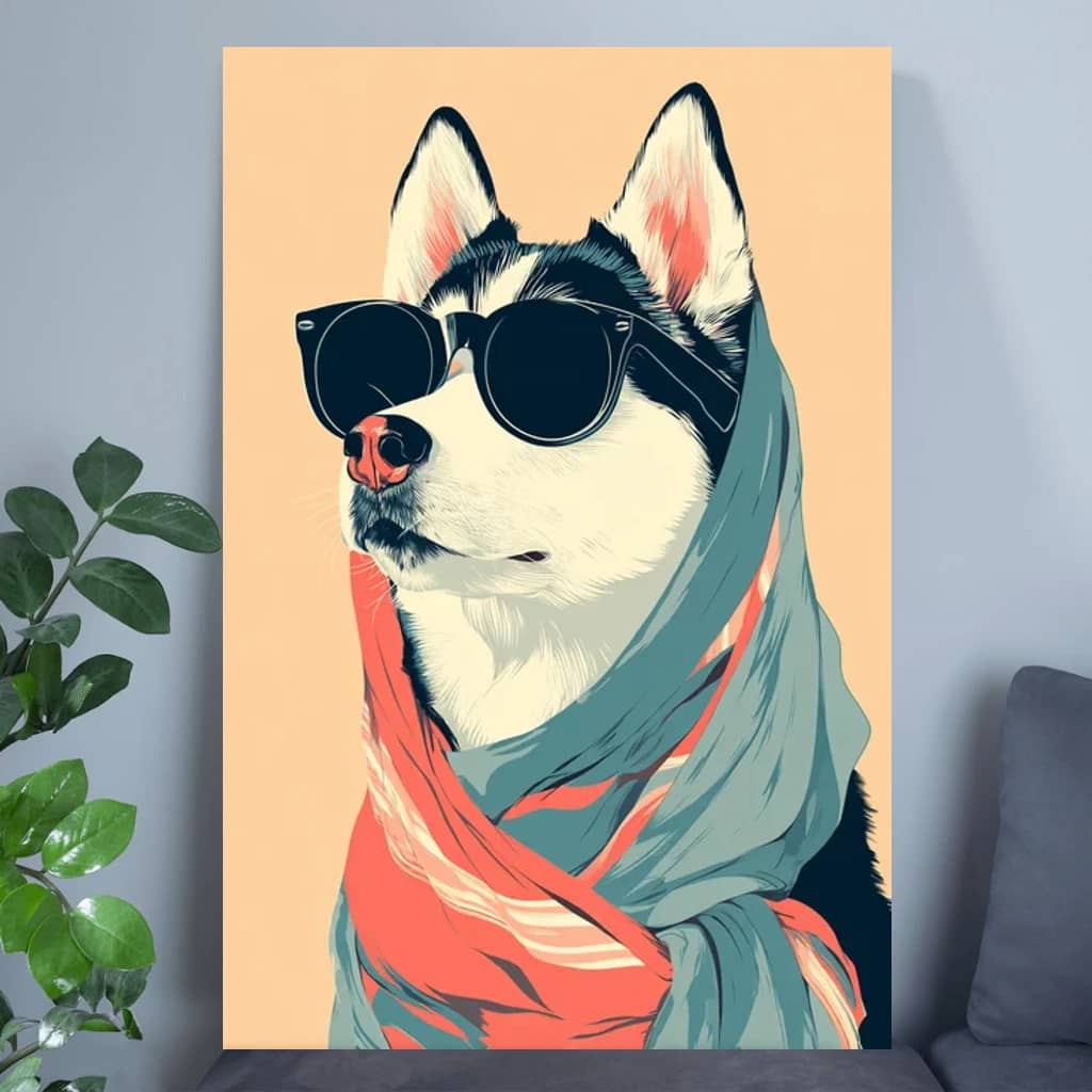 Funny Dog Poster – Gift for Dog Lover Cute Husky Chic