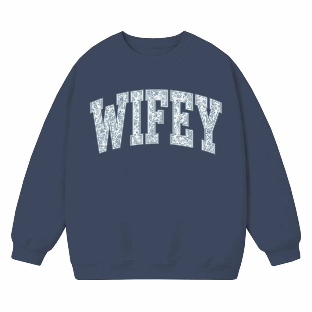 Wifey Sweatshirt – Honeymoon Gift for Future Mrs Blue Toile Custom