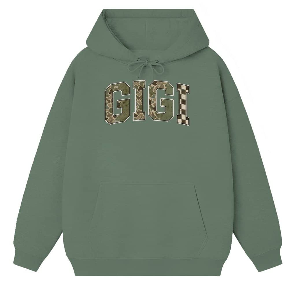 Gigi Camo Checkerboard Hoodie – Gift for Gigi Grandmother Vintage Retro