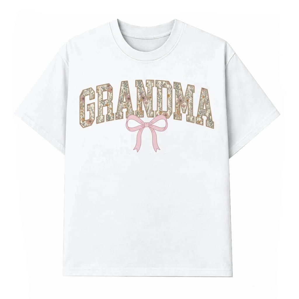 Coquette Floral T-shirt – Mother's Day Gift for Grandma Retro Pink Bow