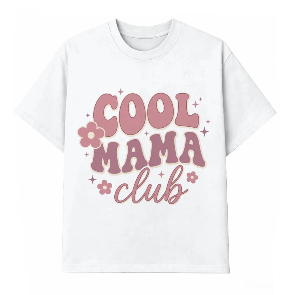 Cool Mama Club T-shirt Mother's Day Gift for Mom – Retro Groovy Floral Wavy Pink