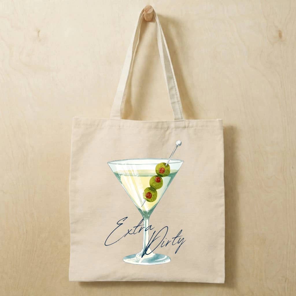 Extra Dirty Martini Cotton tote bag – Bachelorette Party Gift for Her Funny Cocktail Beach