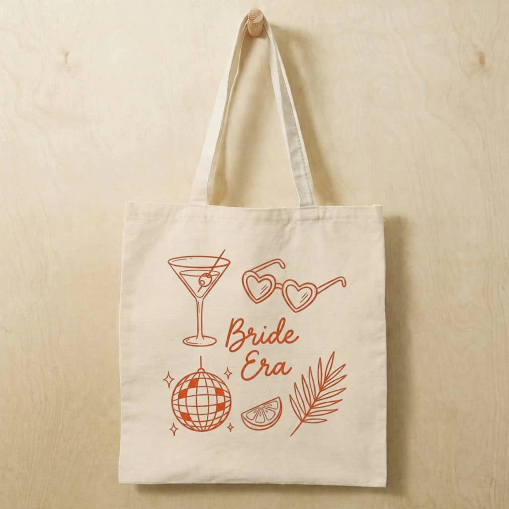Bride Era Cotton Tote Bag – Disco Bachelorette Party Gift for Future Mrs Groovy Bridal Shower