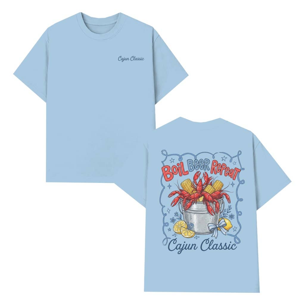 Boil Beer Repeat Crawfish Graphic T-shirt – Funny Drinking Party Gift Two Sided