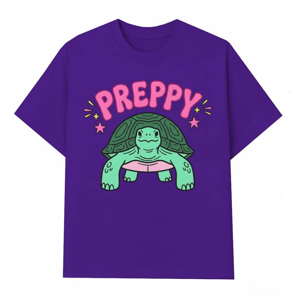 Preppy Sea Turtle T-shirt – Summer Gift for Ocean Lover Y2K Cute Pink Shell