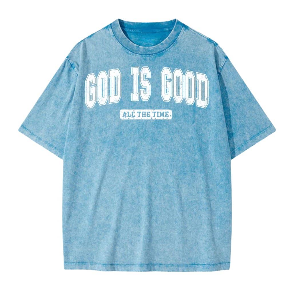 God is Good Minimalist Christian Church Streetwear Wash Tee – Christian Faith Gift for Unisex Mineral Wash