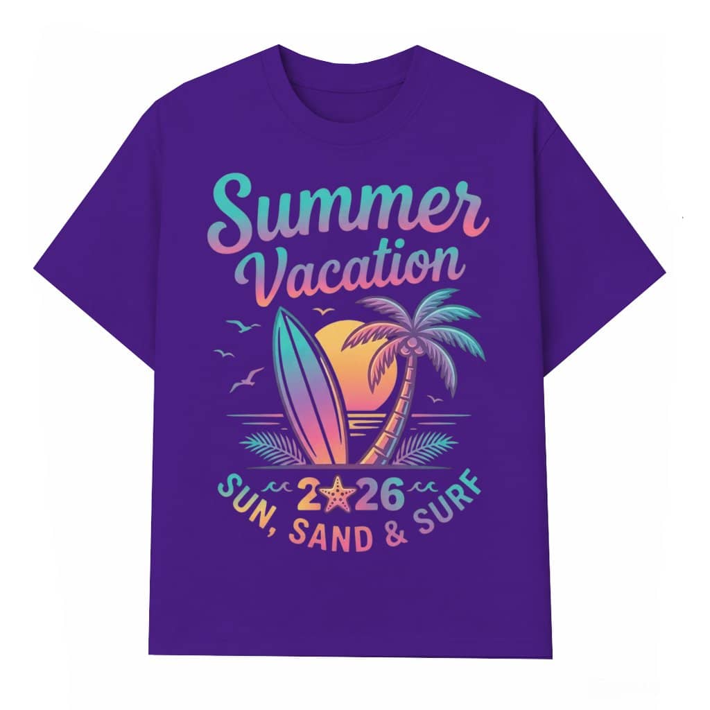 Summer Vacation 2026 T-Shirt – Beach Trip Gift for Family, Sun Sand Surf Tee