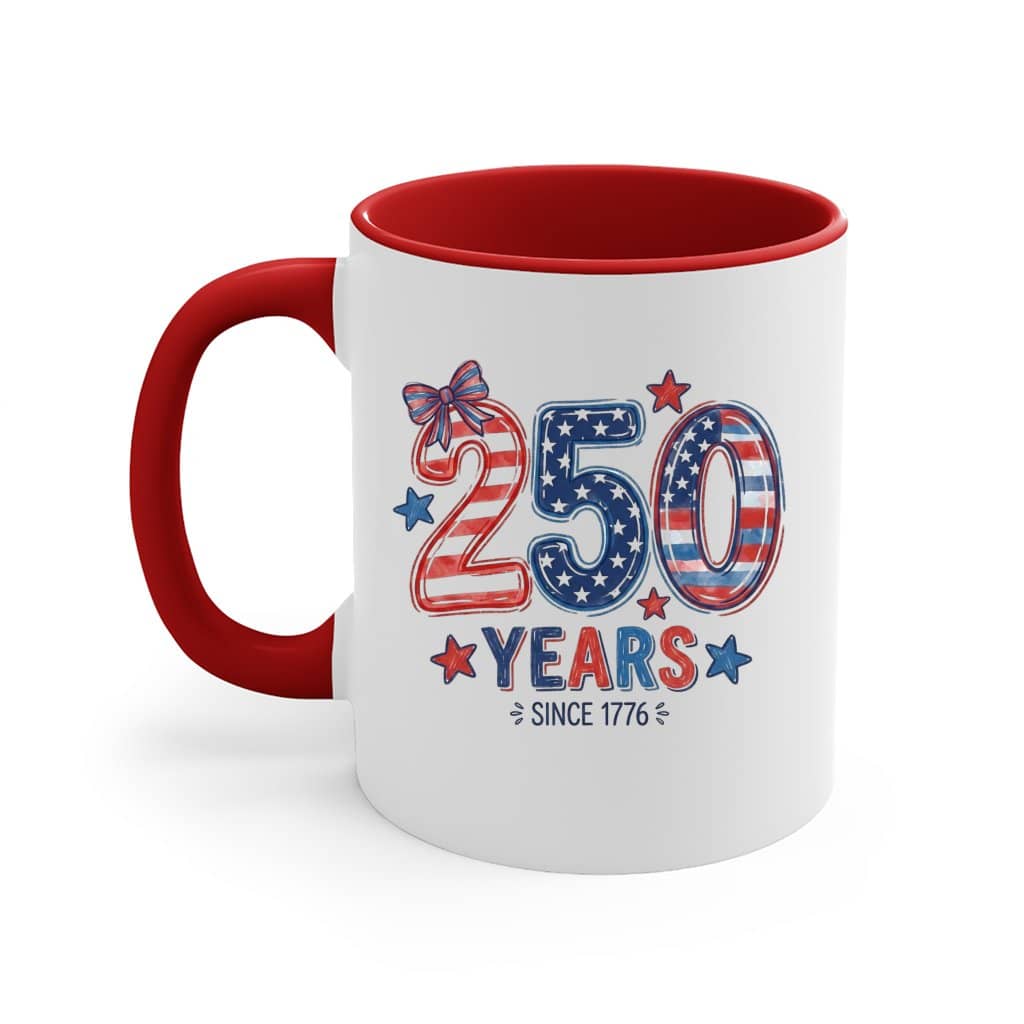 250 Years Since 1776 Accent Mug – Patriotic 4th of July Gift, Independence Day Keepsake