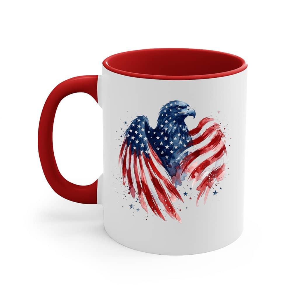 American Eagle Accent Mug – Patriotic 4th of July Gift for Veterans , USA Flag