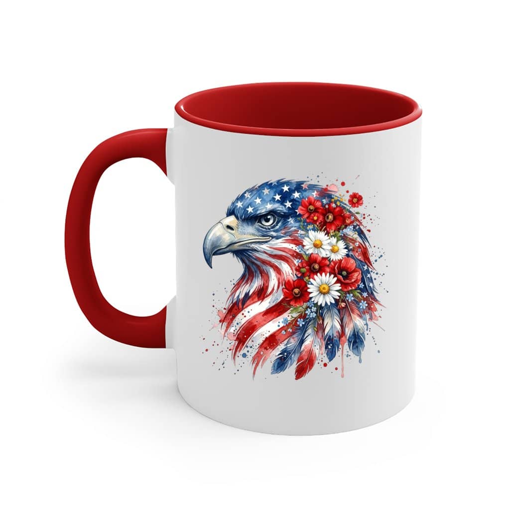Patriotic American Eagle Accent Mug – 4th of July Independence Day Gift, USA Flag Mug