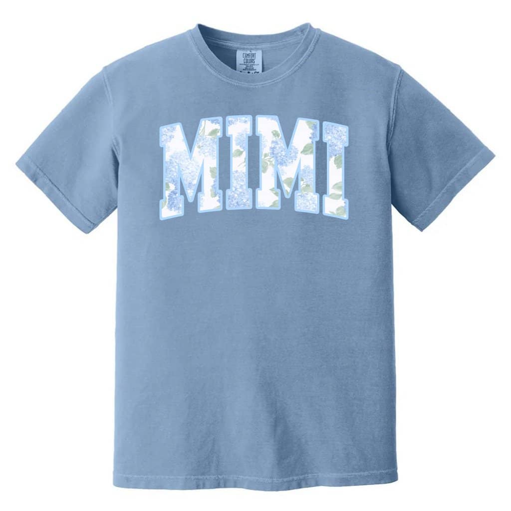 Hydrangea Blue Mimi Comfort Colors Shirt - Mother's Day Gift for Grandmother, Preppy Floral Mimi