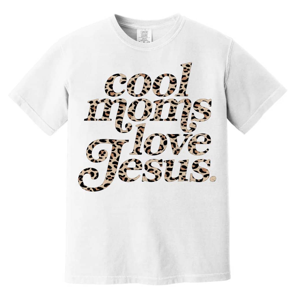 Retro Leopard Cools Mom Love Jesus Comfort Colors T-Shirt – Christian Faith Gift, Bible Verse Tee