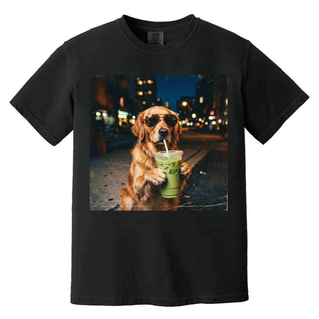 Golden Retriever Matcha Drink Comfort Colors Shirt – Funny Gift for Dog Mom, Cute Dog Lover Summer Tee
