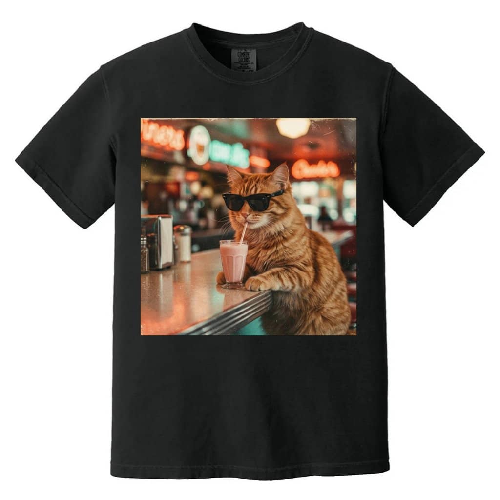Funny Cat Strawberry Milkshake Comfort Colors Shirt – Gift for Cat Mom, Cute Cat Lover Bar Tee