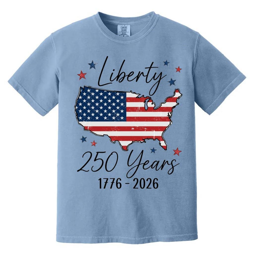 Liberty USA 250 Years Comfort Colors T-Shirt – 4th of July Gift for Patriot, Patriotic 1776 2026 Anniversary Tee