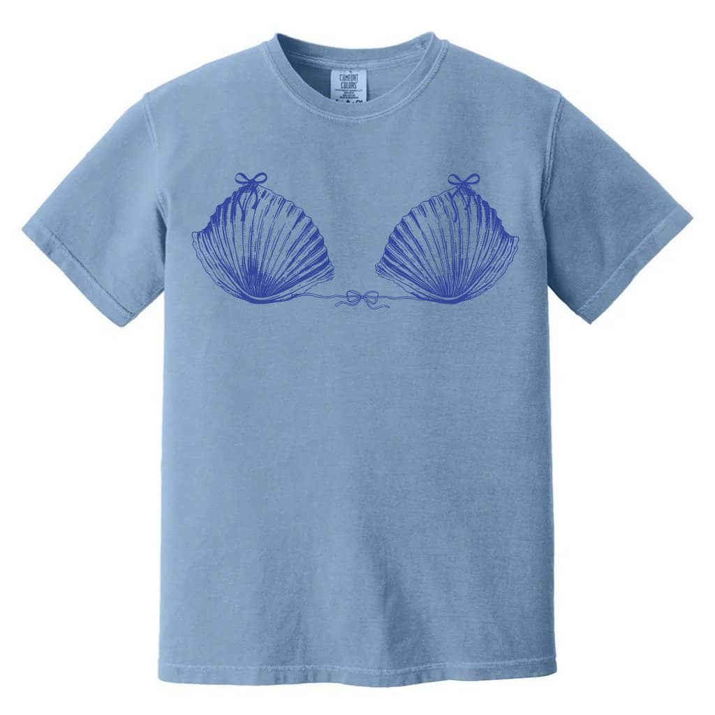 Seashell Top Comfort Colors Shirt – Beach Vacation Gift for Her, Retro Summer Tee