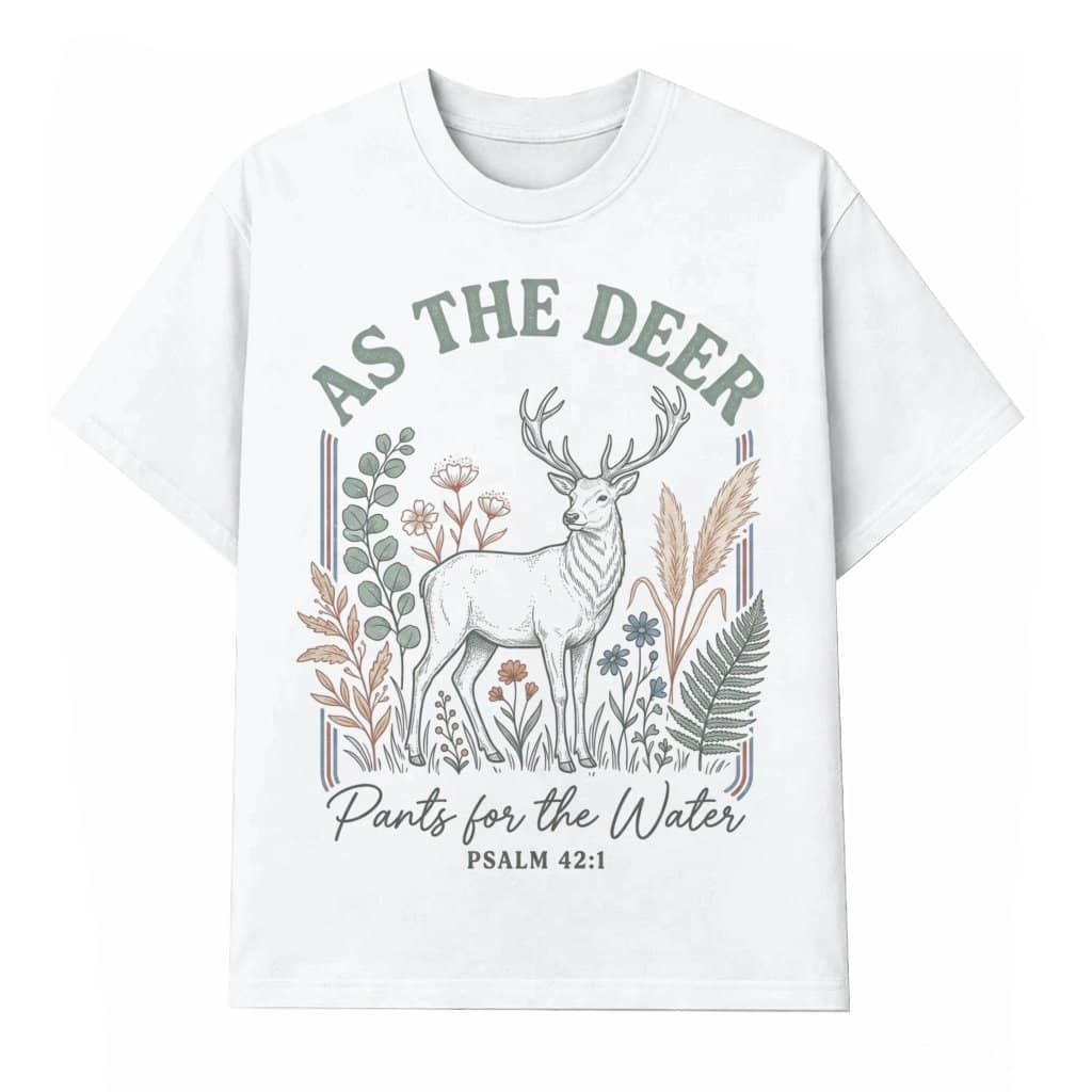 As the Deer Pants for the Water Psalm T-Shirt – Faith Gift for Christians, Bible Verse Tee